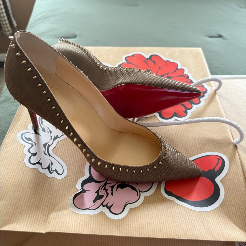 Christian Louboutin Taupe Heels with Red Soles